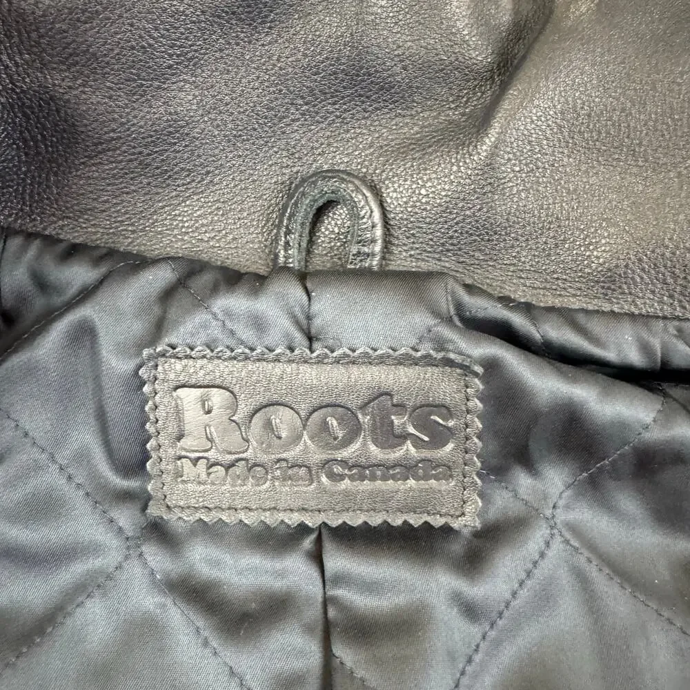 ROOTS 2006 White Leather Olympic Jacket Team USA Torino Mens Size M
